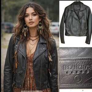 BLANK NYC Faux Leather Jacket Size S Black ASYMMETRICAL ZIP MOTO. Edgy, hobo